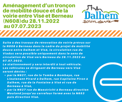 Travaux de rénovation de voirie prévus sur la N608 à Berneau dans le cadre du projet de mobilité douce entre Dalhem et Visé