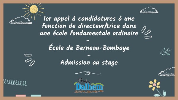 2025.04.28 Appel à candidatures école Berneau